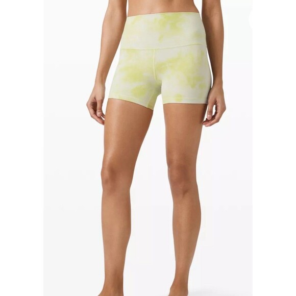 Align HR Short 4" YOGA Tie Die Lime Green Size 4 - Picture 1 of 8